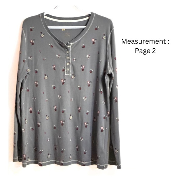 Natural Reflections Button Front Sweater / Gray & Floral Cotton Top Sz: 1X - Picture 1 of 8